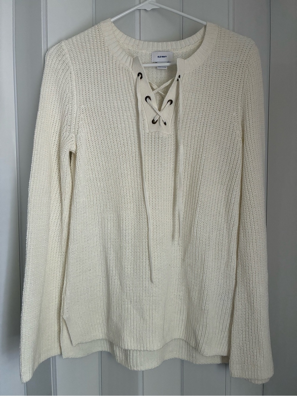 Old Navy Cream Lace-Up Sweater